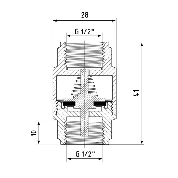 Зворотний клапан Thermo Alliance Base 1/2"ВВ Slim із латунним штоком TAB240W15S Зворотний клапан Thermo Alliance Base 1/2"ВВ Slim із латунним штоком TAB240W15S