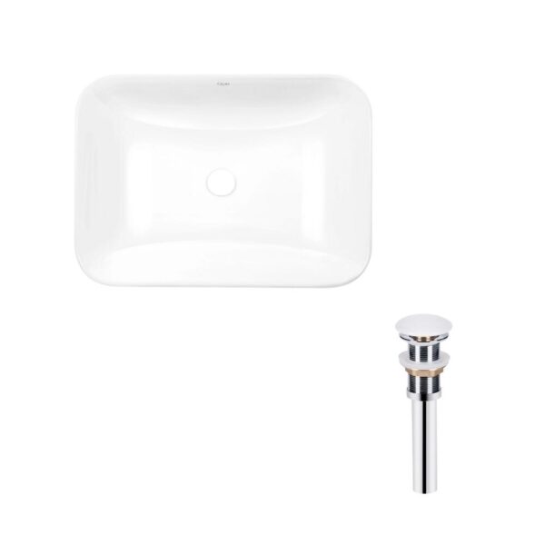 Комплект Qtap Scorpio: Раковина врізна прамокутна 615х390х150 мм White + Донний клапан PU02 Комплект Qtap Scorpio: Раковина врізна прамокутна 615х390х150 мм White + Донний клапан PU02