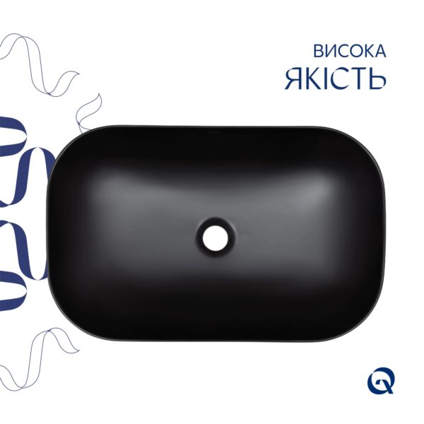 Комплект Qtap Robin: Раковина накладна прамокутна 600x390x150 мм Matt Black + Донний клапан PU03 Комплект Qtap Robin: Раковина накладна прамокутна 600x390x150 мм Matt Black + Донний клапан PU03