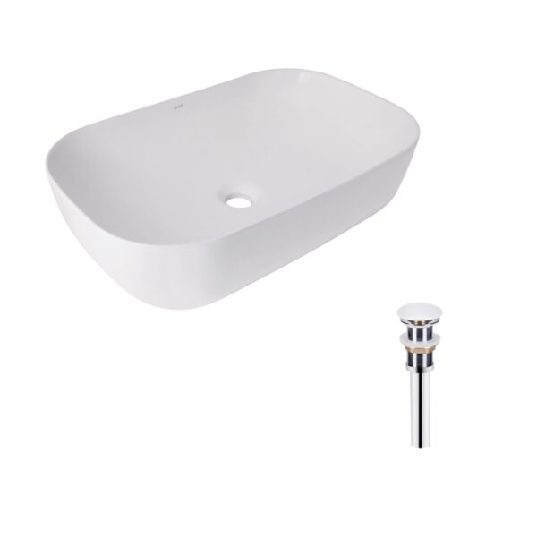Комплект Qtap Robin: Раковина накладна прамокутна 600x390x150 мм White + Донний клапан PU02 Комплект Qtap Robin: Раковина накладна прамокутна 600x390x150 мм White + Донний клапан PU02