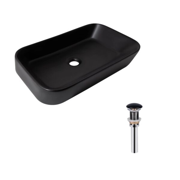 Комплект Qtap Scorpio: Раковина накладна прамокутна 550х390х120 мм Matt Black + Донний клапан PU03 Комплект Qtap Scorpio: Раковина накладна прамокутна 550х390х120 мм Matt Black + Донний клапан PU03