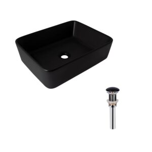 Комплект Qtap Tern: Раковина накладна прамокутна 480х370х135 мм Matt Black + Донний клапан PU03 Комплект Qtap Tern: Раковина накладна прамокутна 480х370х135 мм Matt Black + Донний клапан PU03