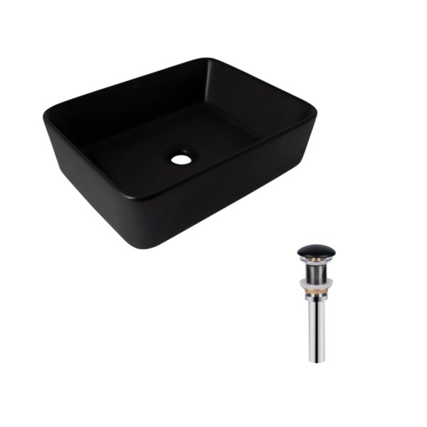 Комплект Qtap Tern: Раковина накладна прамокутна 480х370х135 мм Matt Black + Донний клапан PU03 Комплект Qtap Tern: Раковина накладна прамокутна 480х370х135 мм Matt Black + Донний клапан PU03