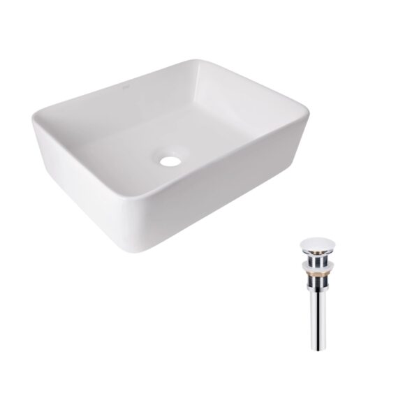 Комплект Qtap Tern: Раковина накладна прамокутна 480х370х135 мм White + Донний клапан PU02 Комплект Qtap Tern: Раковина накладна прамокутна 480х370х135 мм White + Донний клапан PU02