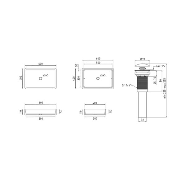 Комплект Qtap Tern: Раковина накладна прамокутна 600x400x110 мм WHITE + Донний клапан PU02 Комплект Qtap Tern: Раковина накладна прамокутна 600x400x110 мм WHITE + Донний клапан PU02