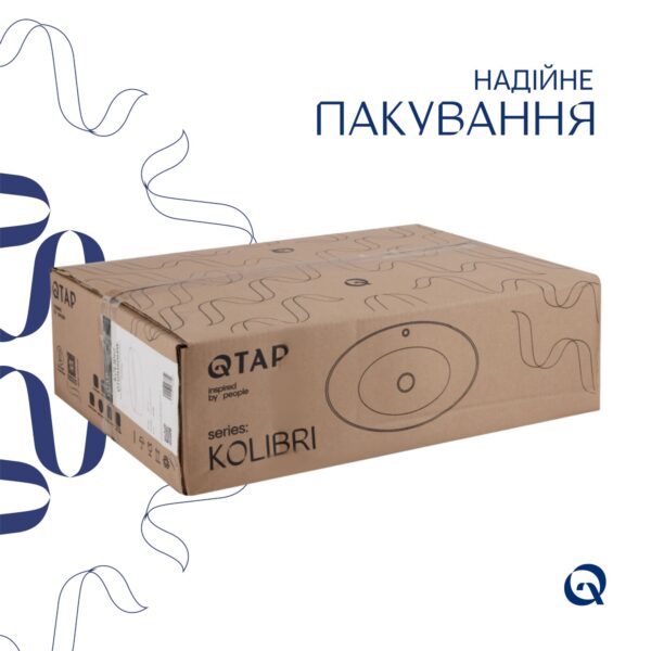 Комплект Qtap Kolibri: Раковина накладна овальна 500x360x140 мм White + Донний клапан PU02 Комплект Qtap Kolibri: Раковина накладна овальна 500x360x140 мм White + Донний клапан PU02