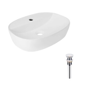 Комплект Qtap Scorpio: Раковина накладна овальна 500x380x120 мм White + Донний клапан PU02 Комплект Qtap Scorpio: Раковина накладна овальна 500x380x120 мм White + Донний клапан PU02