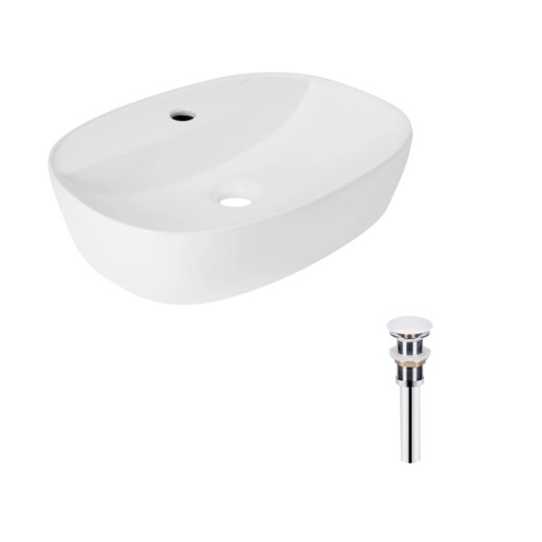 Комплект Qtap Scorpio: Раковина накладна овальна 500x380x120 мм White + Донний клапан PU02 Комплект Qtap Scorpio: Раковина накладна овальна 500x380x120 мм White + Донний клапан PU02
