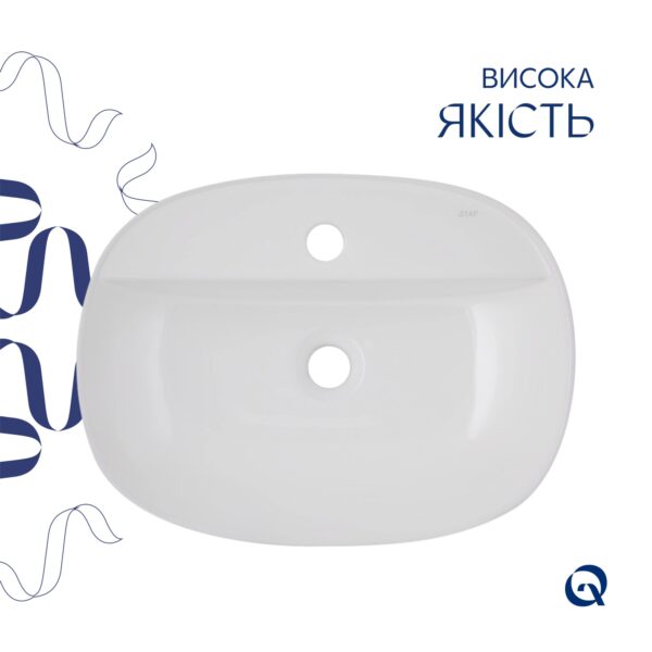 Комплект Qtap Scorpio: Раковина накладна овальна 500x380x120 мм White + Донний клапан PU02 Комплект Qtap Scorpio: Раковина накладна овальна 500x380x120 мм White + Донний клапан PU02