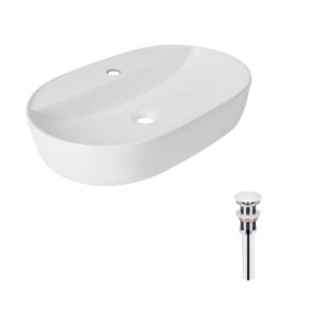 Комплект Qtap Scorpio: Раковина накладна овальна 600х400х120 мм White + Донний клапан PU02 Комплект Qtap Scorpio: Раковина накладна овальна 600х400х120 мм White + Донний клапан PU02