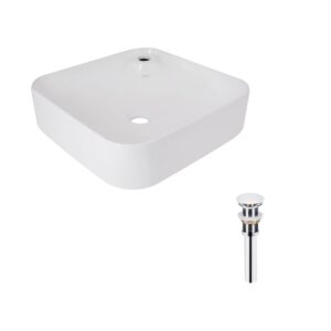 Комплект Qtap Stork: Раковина накладна квадратна 430x430x125 мм White + Донний клапан PU02 Комплект Qtap Stork: Раковина накладна квадратна 430x430x125 мм White + Донний клапан PU02