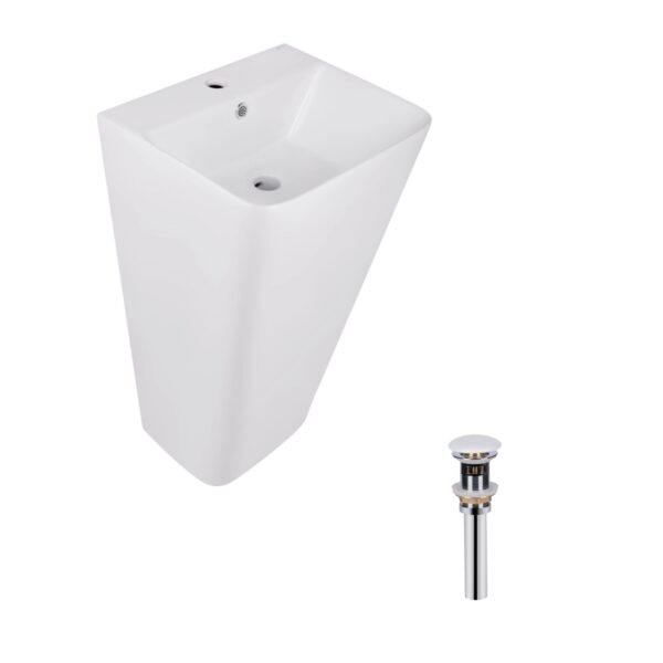 Комплект Qtap Tern: Раковина напольна моноблок 440х380х830 мм White + Донний клапан PU02O