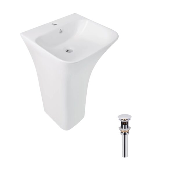 Комплект Qtap Crow: Раковина напольна моноблок 445x420x840 мм White + Донний клапан PU02O Комплект Qtap Crow: Раковина напольна моноблок 445x420x840 мм White + Донний клапан PU02O