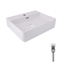 Комплект Qtap Nando LT: Раковина підвісна прамокутна 500х420х130 мм White + Донний клапан PU02O Комплект Qtap Nando LT: Раковина підвісна прамокутна 500х420х130 мм White + Донний клапан PU02O