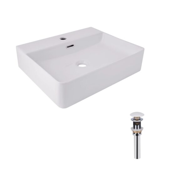 Комплект Qtap Nando LT: Раковина підвісна прамокутна 500х420х130 мм White + Донний клапан PU02O Комплект Qtap Nando LT: Раковина підвісна прамокутна 500х420х130 мм White + Донний клапан PU02O