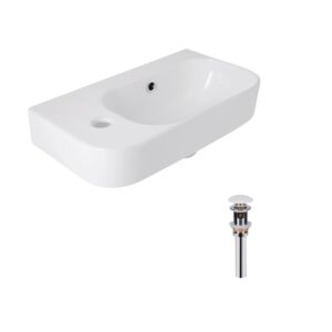 Комплект Qtap Tern: Раковина підвісна прамокутна ліва 450х250х158 мм White + Донний клапан PU02O Комплект Qtap Tern: Раковина підвісна прамокутна ліва 450х250х158 мм White + Донний клапан PU02O