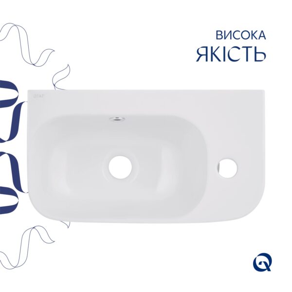 Комплект Qtap Tern: Раковина підвісна прамокутна права 450х250х158 мм White + Донний клапан PU02O Комплект Qtap Tern: Раковина підвісна прамокутна права 450х250х158 мм White + Донний клапан PU02O