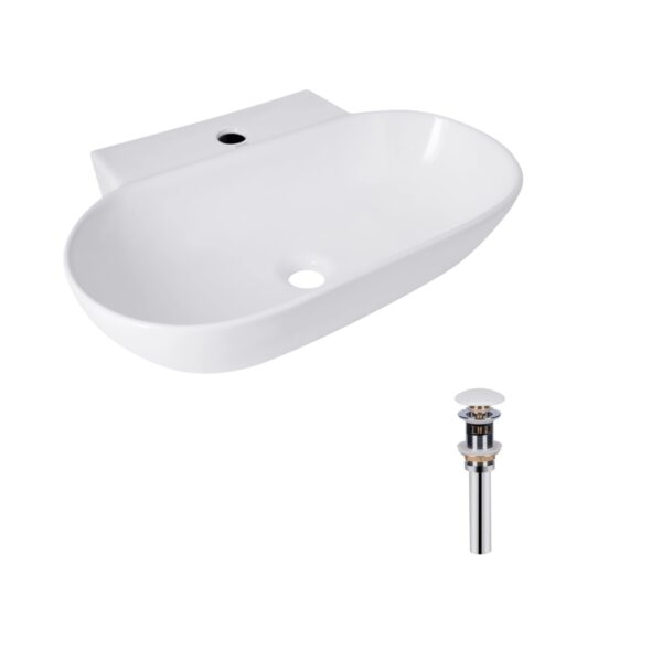 Комплект Qtap Cardinal: Раковина підвісна / накладна овальна 565х400х130 мм White + Донний клапан PU02 Комплект Qtap Cardinal: Раковина підвісна / накладна овальна 565х400х130 мм White + Донний клапан PU02