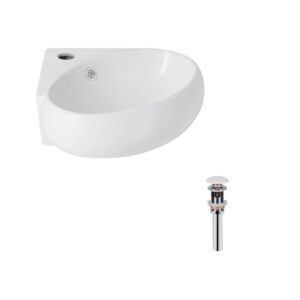Комплект Qtap Leo N: Раковина підвісна угловая овальна 380x360x130 мм WHITE + Донний клапан PU02O Комплект Qtap Leo N: Раковина підвісна угловая овальна 380x360x130 мм WHITE + Донний клапан PU02O