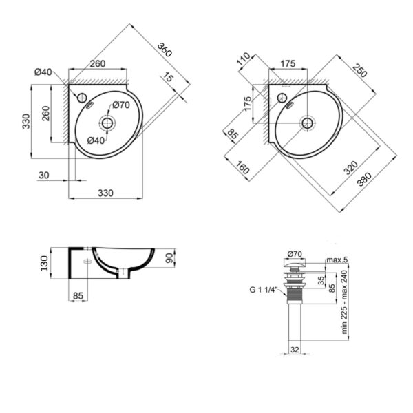 Комплект Qtap Leo N: Раковина підвісна угловая овальна 380x360x130 мм WHITE + Донний клапан PU02O Комплект Qtap Leo N: Раковина підвісна угловая овальна 380x360x130 мм WHITE + Донний клапан PU02O