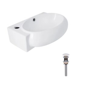 Комплект Qtap Leo: Раковина підвісна овальна ліва 430x285x160 мм White + Донний клапан PU02O Комплект Qtap Leo: Раковина підвісна овальна ліва 430x285x160 мм White + Донний клапан PU02O