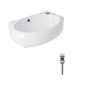 Комплект Qtap Leo: Раковина підвісна овальна права 430x285x160 мм White + Донний клапан PU02O Комплект Qtap Leo: Раковина підвісна овальна права 430x285x160 мм White + Донний клапан PU02O
