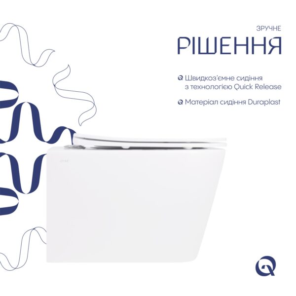 Унітаз підвісний Qtap Crow Ultra Quiet безобідковий з сідінням Soft-close QT05335170W Унітаз підвісний Qtap Crow Ultra Quiet безобідковий з сідінням Soft-close QT05335170W