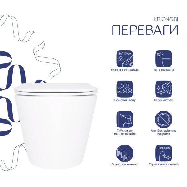 Унітаз підвісний Qtap Swan безобідковий з сідінням Soft-close QT16335180W Унітаз підвісний Qtap Swan безобідковий з сідінням Soft-close QT16335180W