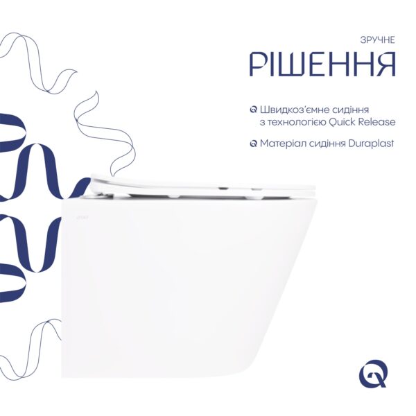 Унітаз підвісний Qtap Swan безобідковий з сідінням Soft-close QT16335180W Унітаз підвісний Qtap Swan безобідковий з сідінням Soft-close QT16335180W