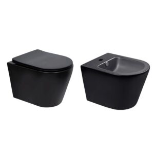 Комплект Qtap Scorpio Matt Black 2 в 1: унітаз підвісний Ultra Quiet QT14332380AMB + біде підвісне QT1455053FMB Комплект Qtap Scorpio Matt Black 2 в 1: унітаз підвісний Ultra Quiet QT14332380AMB + біде підвісне QT1455053FMB