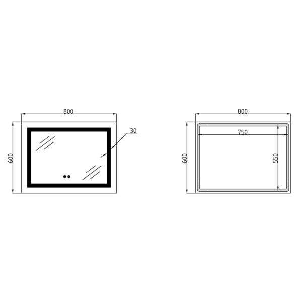 Зеркало Lidz Kubis 800х600 с LED-подсветкой Touch, с антизапотеванием, с диммером, рег. яркости LD78LF9047400 Дзеркало Lidz Kubis 800х600 з LED-підсвічуванням Touch, з антизапотіванням, з димером, рег. яскравості LD78LF9047400
