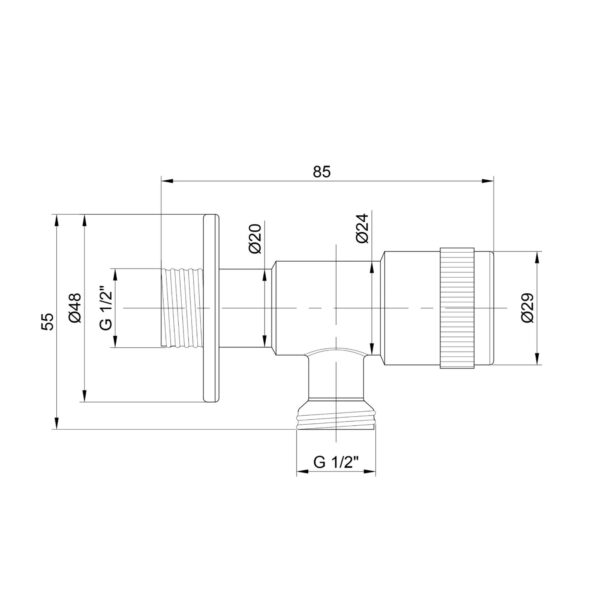Кран кутовий Thermo Alliance Standart 1/2"ЗЗ нерж., з керам. буксою TAS345W1515SS Кран кутовий Thermo Alliance Standart 1/2"ЗЗ нерж., з керам. буксою TAS345W1515SS