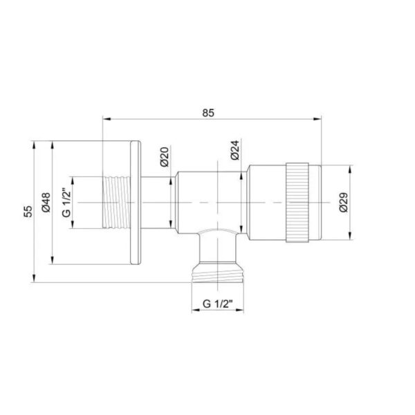 Кран кутовий Thermo Alliance Standart 1/2"ЗЗ нерж., з керам. буксою TAS347W1515SS Кран кутовий Thermo Alliance Standart 1/2"ЗЗ нерж., з керам. буксою TAS347W1515SS
