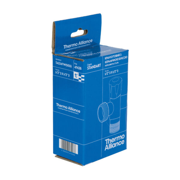 Кран кутовий Thermo Alliance Standart 1/2"ЗЗ нерж., з керам. буксою TAS347W1515SS Кран кутовий Thermo Alliance Standart 1/2"ЗЗ нерж., з керам. буксою TAS347W1515SS