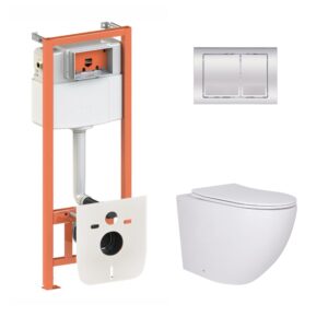 Готовое решение Qtap для ванной комнаты: подвесной унитаз Robin 520x365x365 + комплект инсталляции Nest 4 в 1 (квадратный клавиша Готове рішення Qtap для ванної кімнати: підвісний унітаз Robin 520x365x365 + комплект інсталяції Nest 4 в 1 (квадратна клавіша