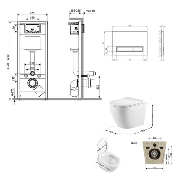 Готове рішення Qtap для ванної кімнати: підвісний унітаз Robin Ultra Quiet 520x365x365 + комплект інсталяції Nest 4 в 1 (лінійна Готове рішення Qtap для ванної кімнати: підвісний унітаз Robin Ultra Quiet 520x365x365 + комплект інсталяції Nest 4 в 1 (лінійна