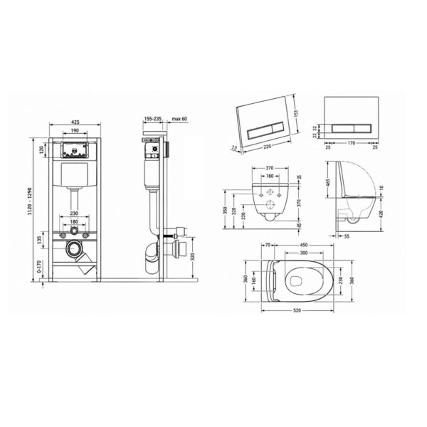 Готове рішення Qtap для ванної кімнати: підвісний унітаз Robin Ultra Quiet 520x365x365 + комплект інсталяції Nest 4 в 1 (лінійна Готове рішення Qtap для ванної кімнати: підвісний унітаз Robin Ultra Quiet 520x365x365 + комплект інсталяції Nest 4 в 1 (лінійна