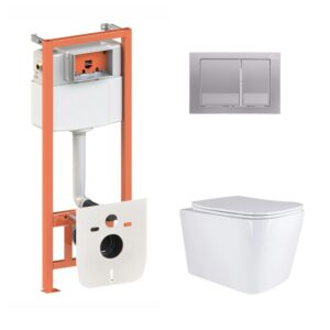 Готовое решение Qtap для ванной комнаты: подвесной унитаз Tern Ultra Quiet 525x345x360 + комплект инсталляции Nest 4 в 1 (квадратный Готове рішення Qtap для ванної кімнати: підвісний унітаз Tern Ultra Quiet 525x345x360 + комплект інсталяції Nest 4 в 1 (квадратна