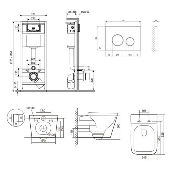 Готовое решение Qtap для ванной комнаты: подвесной унитаз Tern Ultra Quiet 525x345x360 + комплект инсталляции Nest 4 в 1 (кругла Готове рішення Qtap для ванної кімнати: підвісний унітаз Tern Ultra Quiet 525x345x360 + комплект інсталяції Nest 4 в 1 (кругла