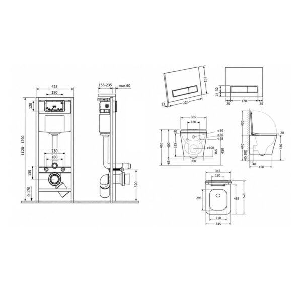 Готовое решение Qtap для ванной комнаты: подвесной унитаз Tern Ultra Quiet 525x345x360 + комплект инсталляции Nest 4 в 1 (линейная Готове рішення Qtap для ванної кімнати: підвісний унітаз Tern Ultra Quiet 525x345x360 + комплект інсталяції Nest 4 в 1 (лінійна
