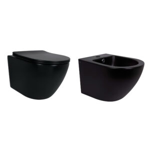 Комплект Qtap Robin Matt Black 2 в 1: унітаз підвісний Ultra Quiet QT13332381АSMB + біде підвісне QT1355046FMB Комплект Qtap Robin Matt Black 2 в 1: унітаз підвісний Ultra Quiet QT13332381АSMB + біде підвісне QT1355046FMB