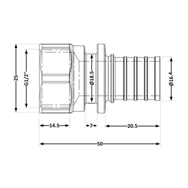 Перехідник під натяжну гільзу Icma №1033 d20х2,8-1/2"В 851033ADGW05 Перехідник під натяжну гільзу Icma №1033 d20х2,8-1/2"В 851033ADGW05