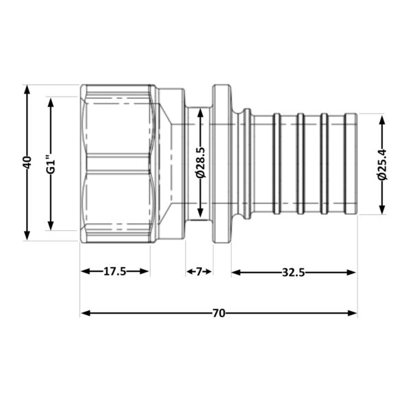 Перехідник під натяжну гільзу Icma №1033 d32х4,4-1"В 851033AFGY0 Перехідник під натяжну гільзу Icma №1033 d32х4,4-1"В 851033AFGY0