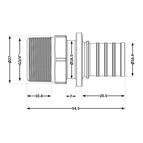 Перехідник під натяжну гільзу Icma №1034 d20х2,8-3/4"З 851034AEGW05 Перехідник під натяжну гільзу Icma №1034 d20х2,8-3/4"З 851034AEGW05