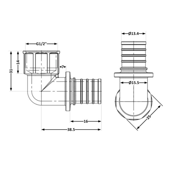 Кут натяжний Icma №1037 d16х2,2-1/2"В 851037ADBO05 Кут натяжний Icma №1037 d16х2,2-1/2"В 851037ADBO05