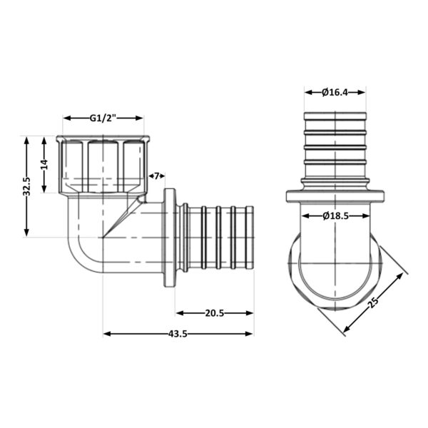 Кут натяжний Icma №1037 d20х2,8-1/2"В 851037ADGW05 Кут натяжний Icma №1037 d20х2,8-1/2"В 851037ADGW05