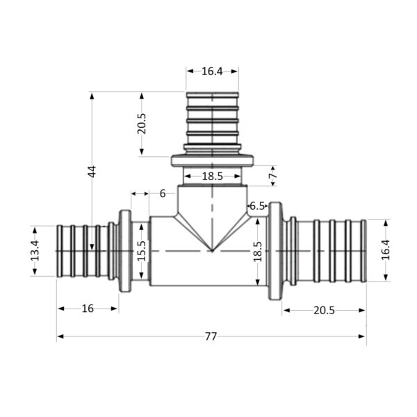 Трійник натяжний Icma №1039 d20х20х16 851039GWGWBO05 Трійник натяжний Icma №1039 d20х20х16 851039GWGWBO05