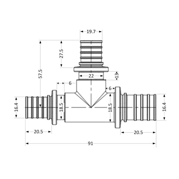 Трійник натяжний Icma №1039 d20х25х20 851039GWGXGW05 Трійник натяжний Icma №1039 d20х25х20 851039GWGXGW05