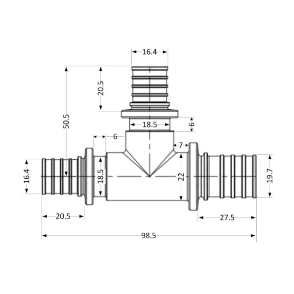 Трійник натяжний Icma №1039 d25х20х20 851039GXGWGW0 Трійник натяжний Icma №1039 d25х20х20 851039GXGWGW0