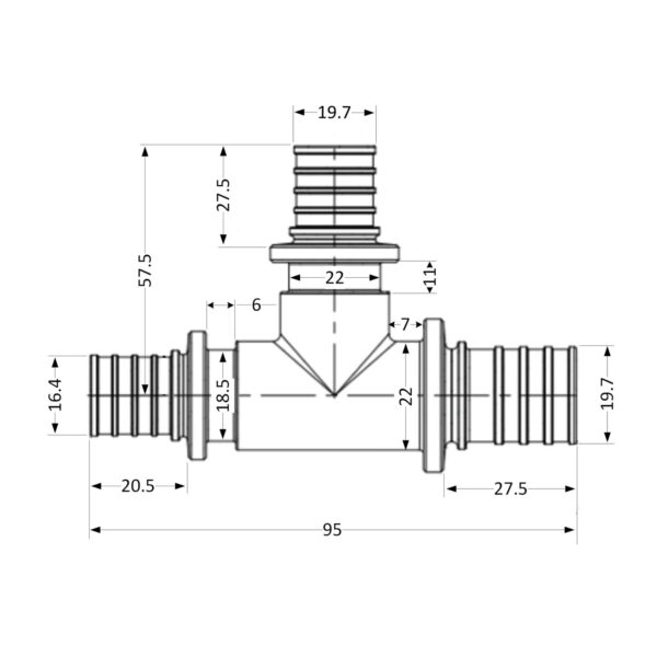 Трійник натяжний Icma №1039 d25х25х20 851039GXGXGW05 Трійник натяжний Icma №1039 d25х25х20 851039GXGXGW05